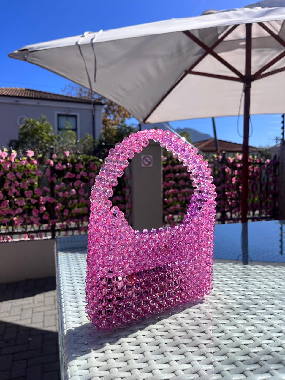 Pink Acrylic Beaded Bag